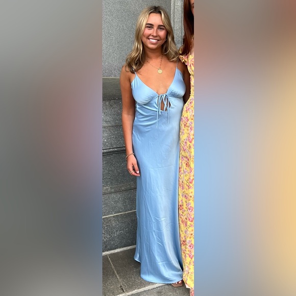 Flora satin maxi dress- ice blue - Picture 3 of 5